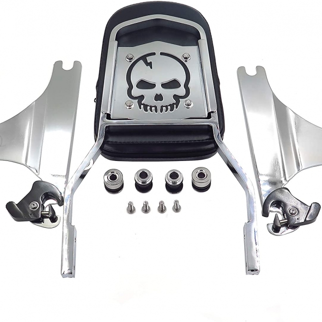 Quick Detachable Skull Sissy Bar Passenger Backrest Compatible with Harley Davidson Softail