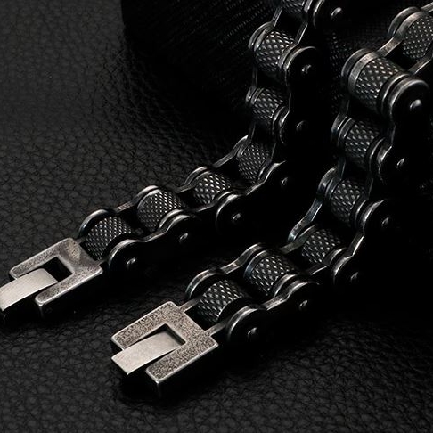 Men's Heavy Brush Stainless Steel Motorcycle Chain Bracelet