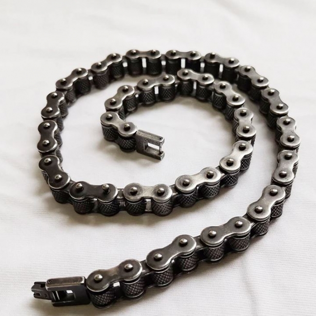 Men's Heavy Brush Stainless Steel Motorcycle Chain Necklace