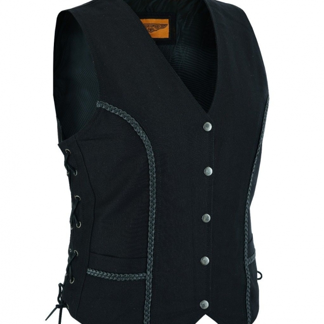 Women's Black Denim Vest with Concealed Carry