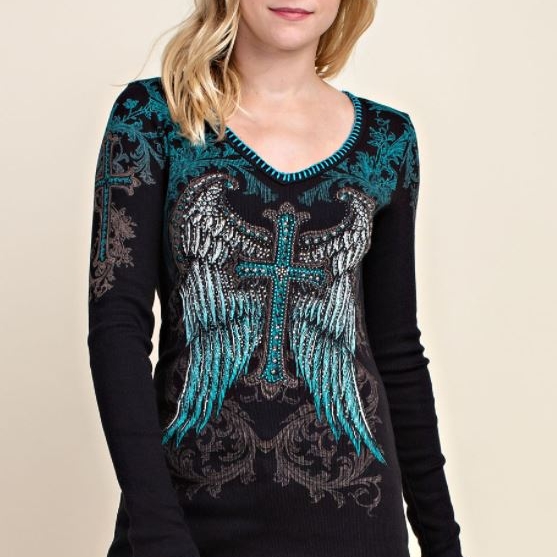 Ladies Classic Cross Wing Top with Stitches
