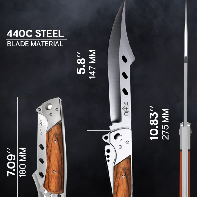 Rosewood Long Blade Folding Knife