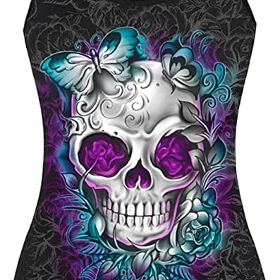 Women's Skull Print Hollow Out Tank Top