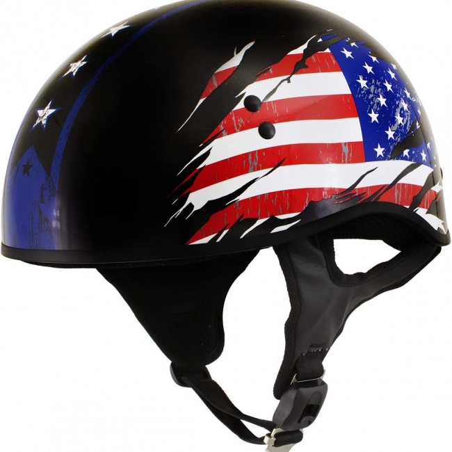 American Flag Advanced DOT Black Glossy Half Shell Motorcycle Helmet