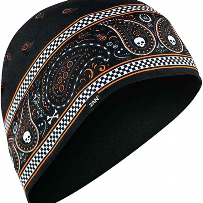 Paisley & Skulls  Beanie Cap / Helmet Liner