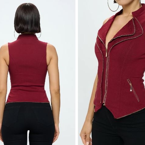 LAYERED ZIP VEST TOP