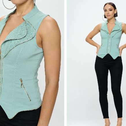 LAYERED ZIP VEST TOP