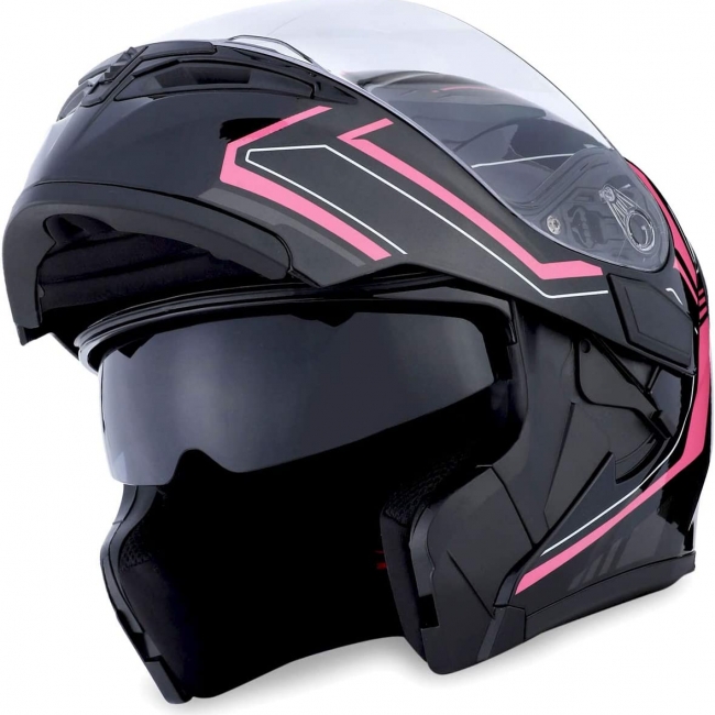 Storm Motorcycle Modular Full Face Helmet Flip up Dual Visor Inner Sun Shield