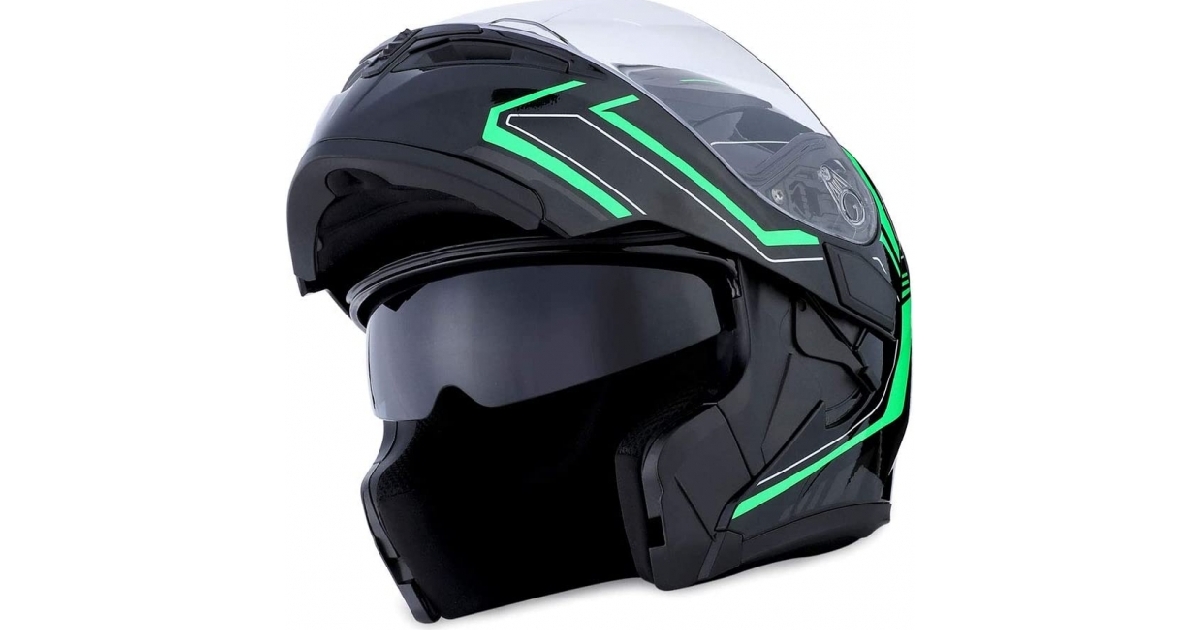 1Storm Motorcycle Modular Full Face Helmet Flip up Dual Visor Inner Sun Shield