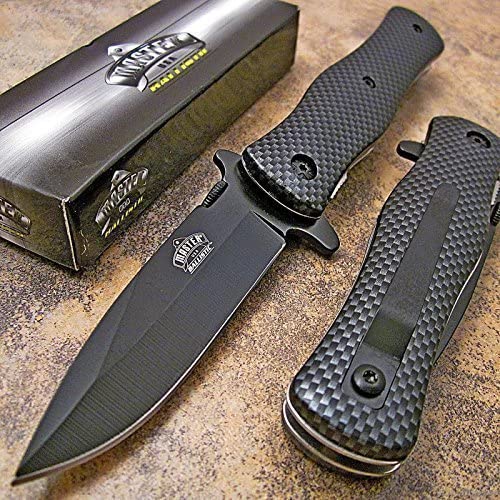 Carbon Fiber Drop Point Spring Assist Tactical Knife