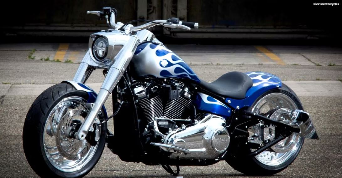 Meet The Flamin' Blue - A Shimmering Harley-Davidson Fat Boy Wrapped In Flames