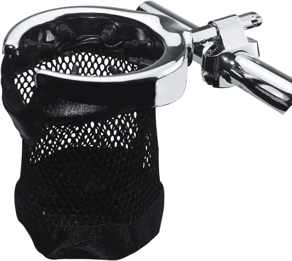 Chrome Handlebar Cup Holder, 1''Universal Drink Holder with Basket