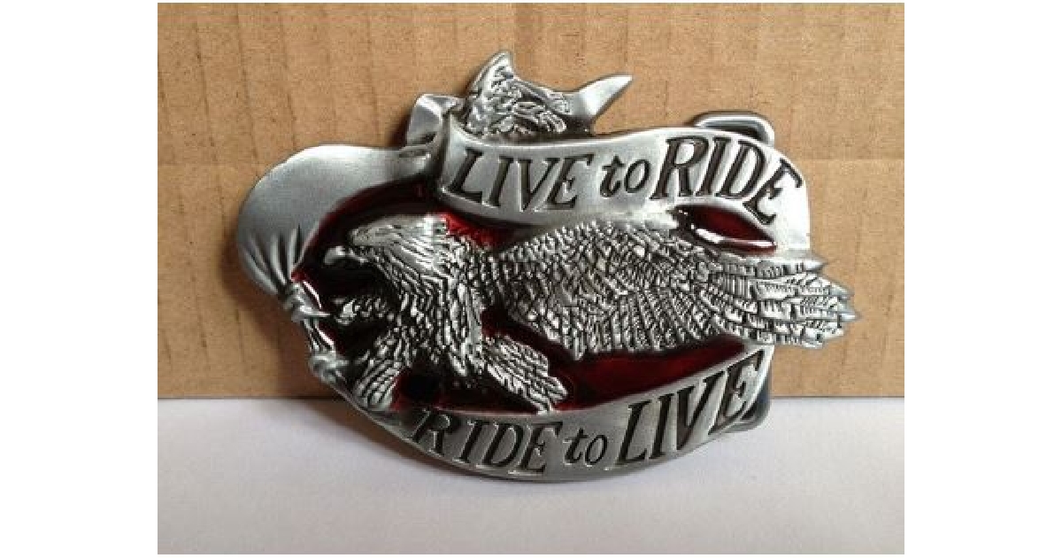 Vintage Live to Ride Motorcycle Biker Belt Buckle 