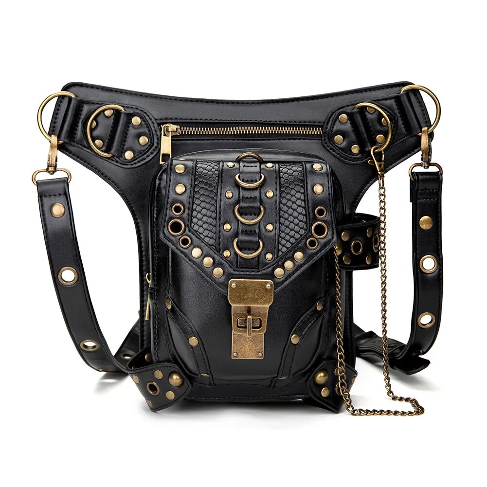 Ladies Steampunk Biker Waist Leg Bag