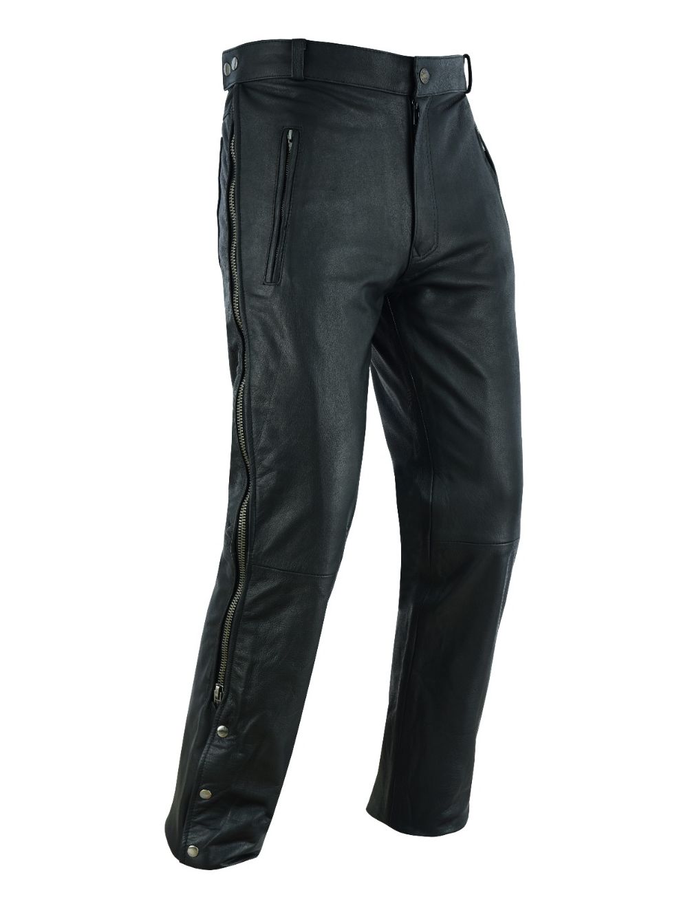 Mens Chap Style Leather Pants With Zipper