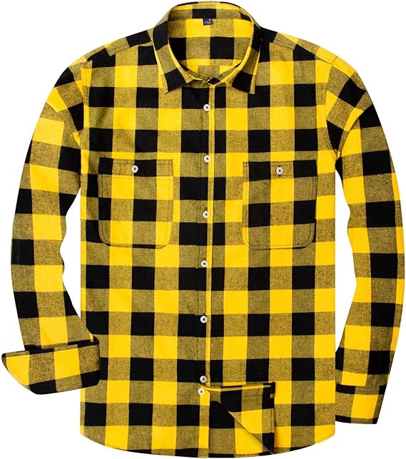 Men's Button Down Regular Fit Long Sleeve Plaid Flannel Casual Shirts