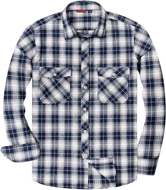 Men's Button Down Regular Fit Long Sleeve Plaid Flannel Casual Shirts