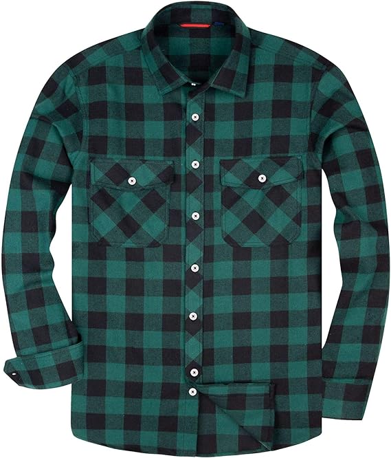 Men's Button Down Regular Fit Long Sleeve Plaid Flannel Casual Shirts