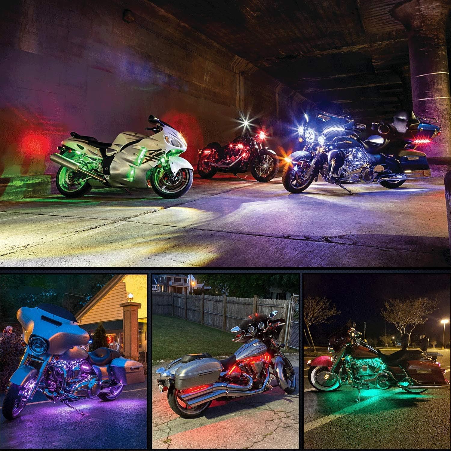 12PC Motorcycle RGB Led Light Kit with Brake Light Function