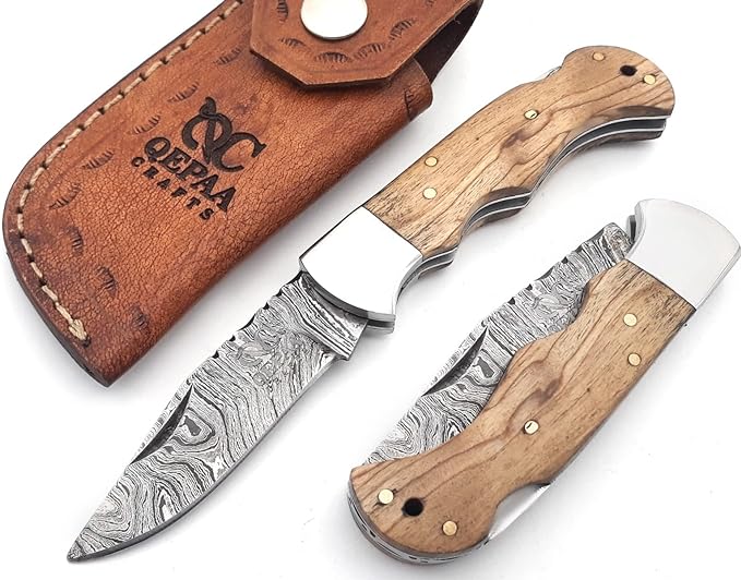 QEPAA CRAFTS 6.5 inch Handmade Damascus Hunting Knife