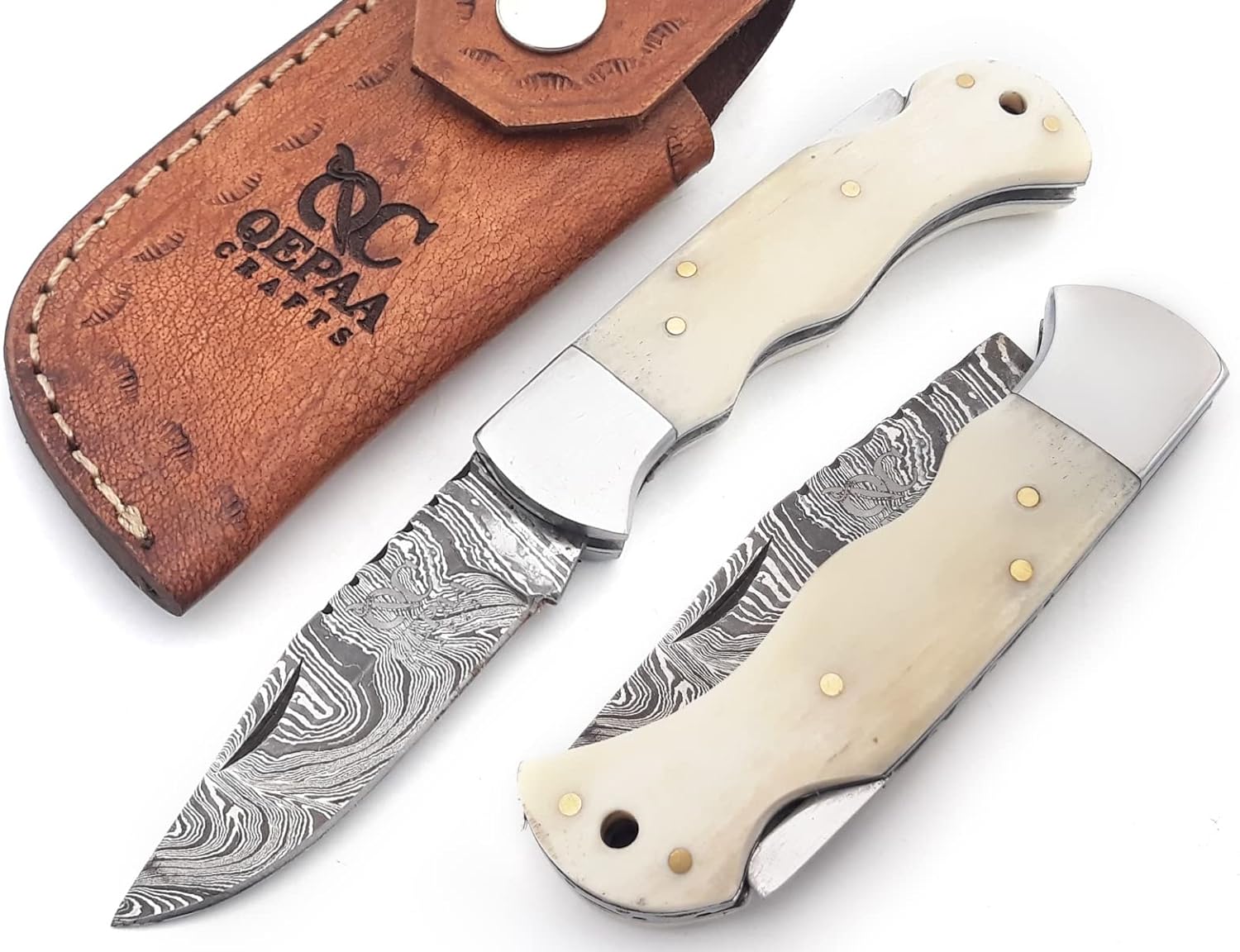 QEPAA CRAFTS 6.5 inch Handmade Damascus Hunting Knife