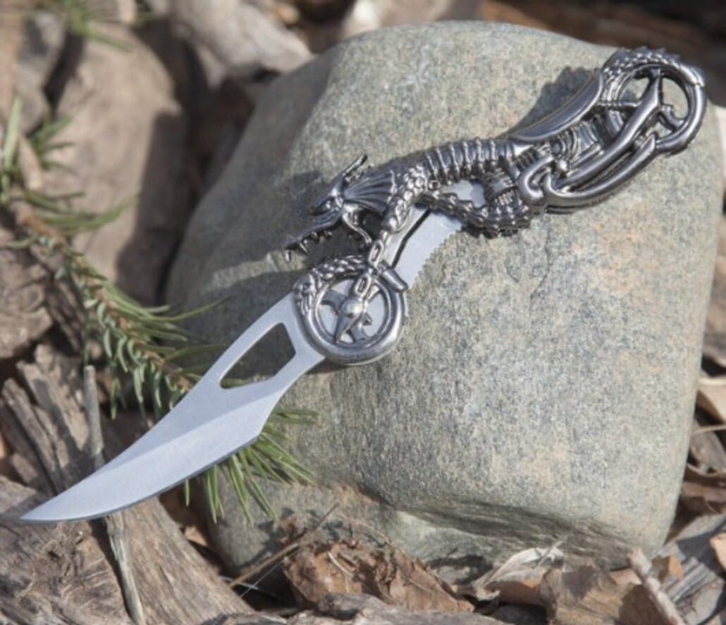 7 Inch Dragon Motorcycle Blade Folding Pocket Knife