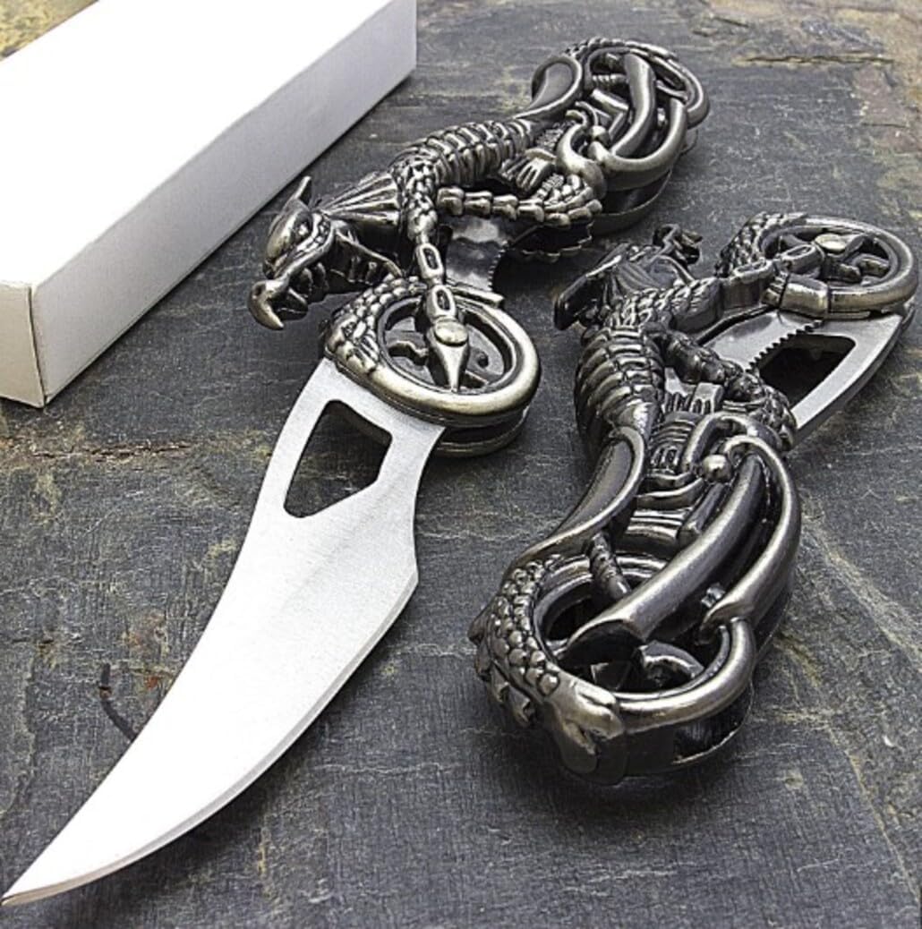 7 Inch Dragon Motorcycle Blade Folding Pocket Knife