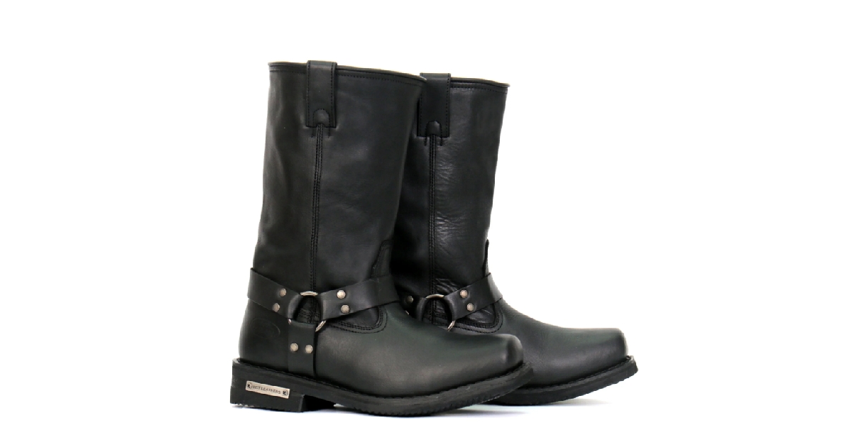 Hot Leathers Men's Classic Black 11-Inch Harness Leather Boots