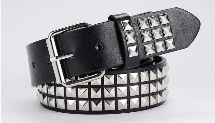 Silver Rhinestone Rivet Studded Belt