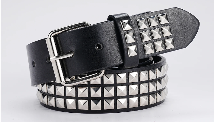 thumbnail image 2 of Lowlife Vegan Triple Studded Belt – Black And Silver – Men's Faux Leather 2 of 6