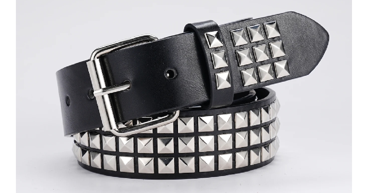 Silver Rhinestone Rivet Studded Belt