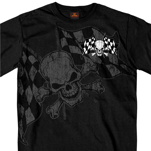 Hot Leathers Checkered Flag Skull T-shirt