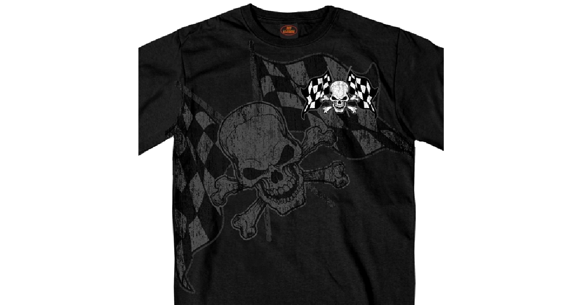 Hot Leathers Checkered Flag Skull T-shirt