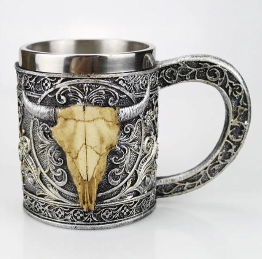 Gothic Skull Warrior Tankard Helmet Viking Beer Mugs 