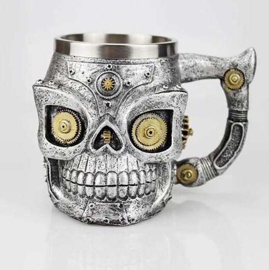 Gothic Skull Warrior Tankard Helmet Viking Beer Mugs 