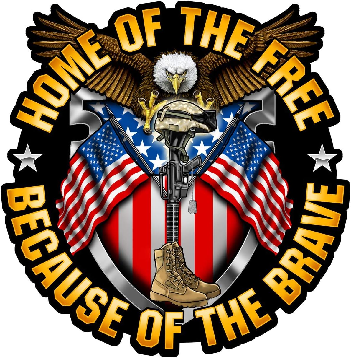 Home of The Free, Because of The Brave - 7 inch Patriotic All Weather Decal Sticker 