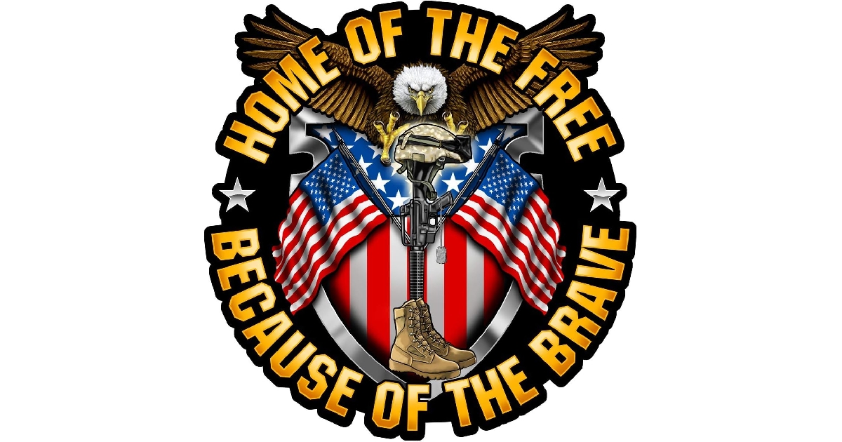 Home of The Free, Because of The Brave - 7 inch Patriotic All Weather Decal Sticker 