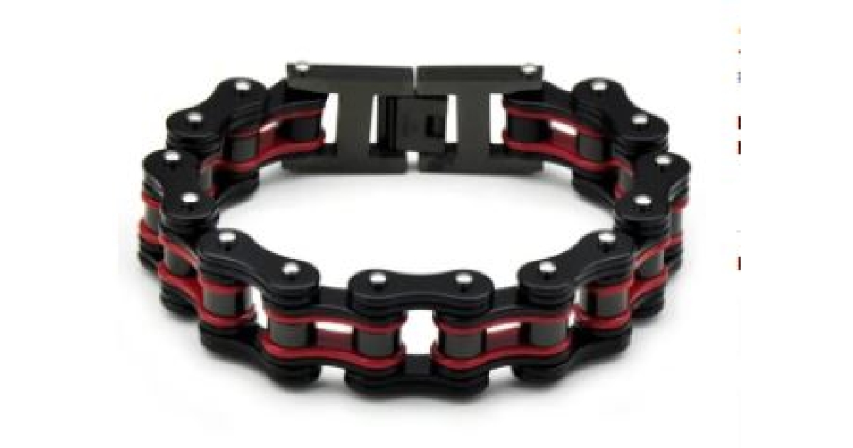 Red and Black Biker Chain Bracelet