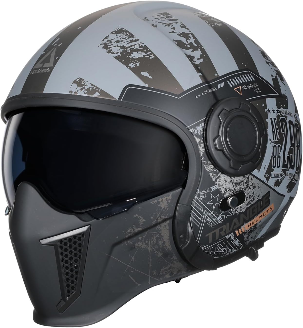 TRIANGLE Motorcycle Helmets Full Face Open face Helmet 3/4 for Men Dual Visor with Internal Tinted Sunshield DOT Approved