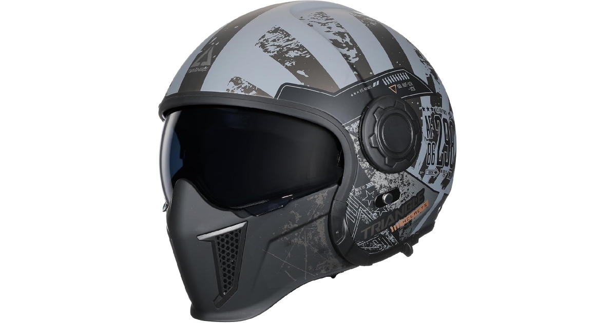 TRIANGLE Motorcycle Helmets Full Face Open face Helmet 3/4 for Men Dual Visor with Internal Tinted Sunshield DOT Approved