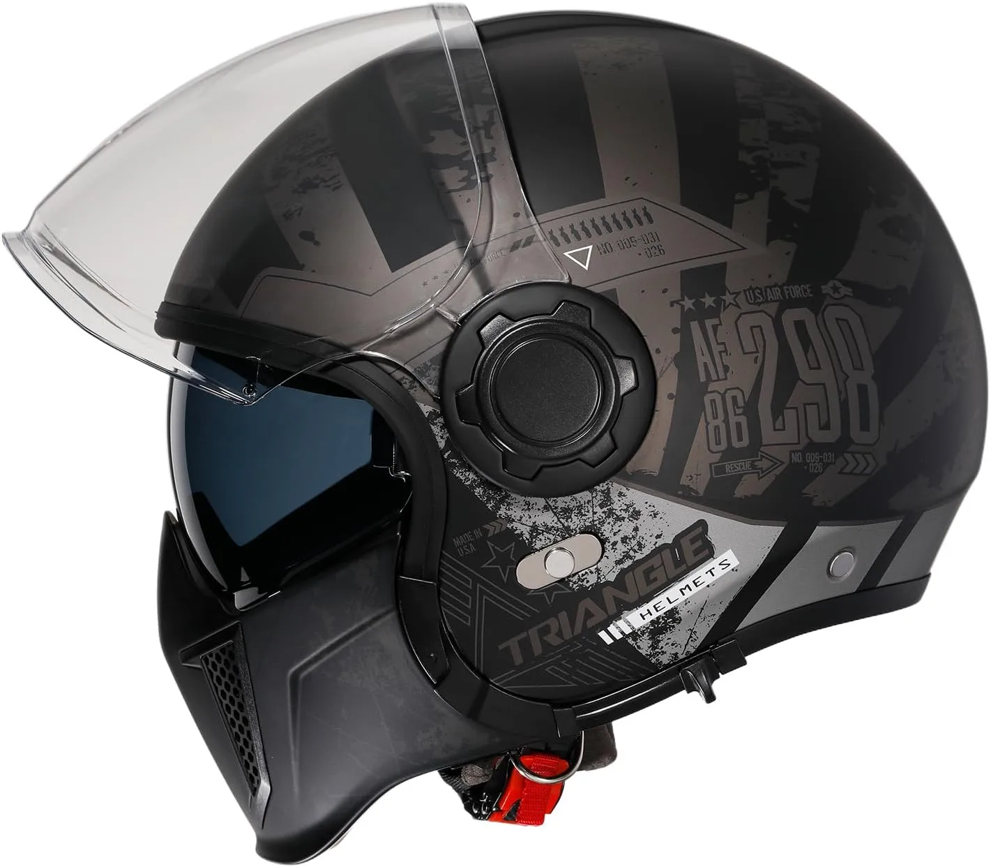 TRIANGLE Motorcycle Helmets Full Face Open face Helmet 3/4 for Men Dual Visor with Internal Tinted Sunshield DOT Approved
