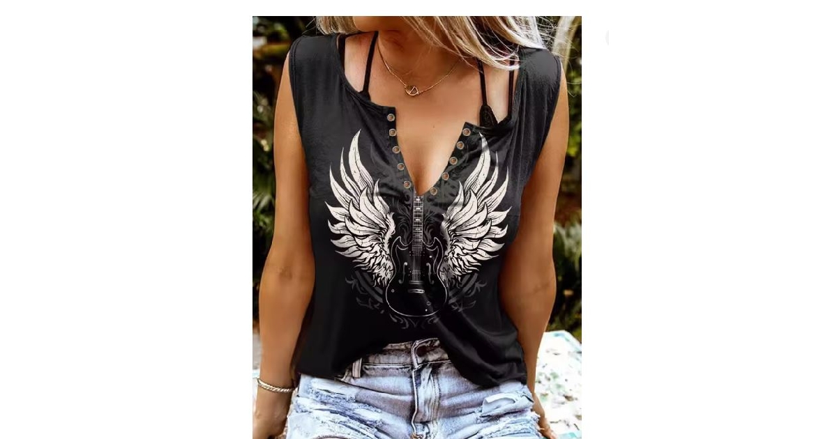 Women's Sexy Guitar Wing Grommet Top
