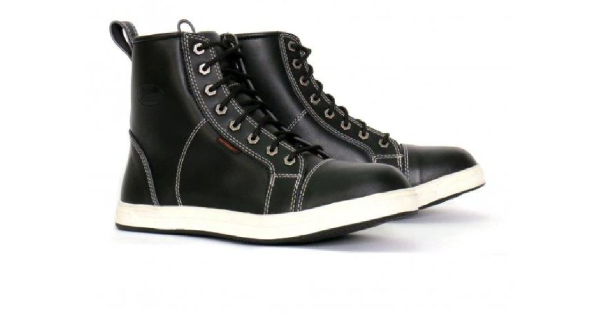 Men's Black and White Leather 6-inch Riding Sneaker