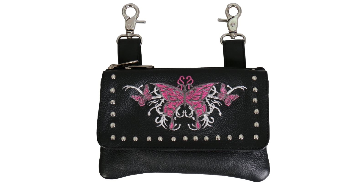 Hot Leathers Pink Butterfly Clip Pouch