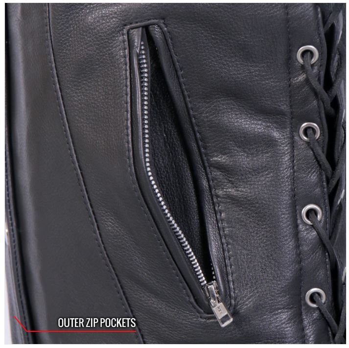 Hot Leathers Ladies' Red Rose Lined Vest With Concealed Carry Pocket