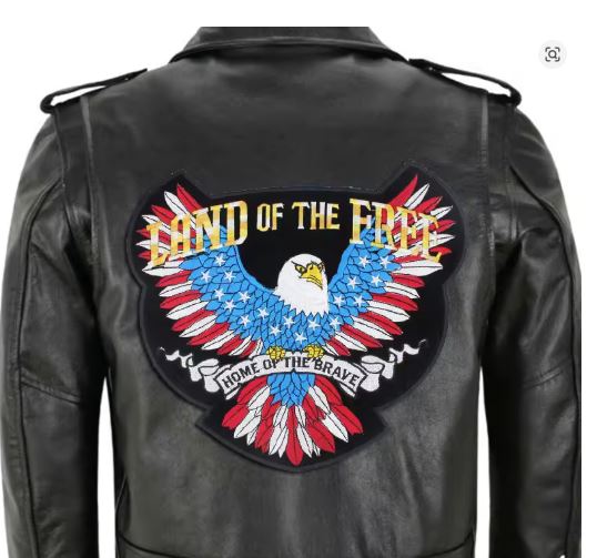 LAND of the FREE AMERICAN EAGLE  X-Large Embroidered Motorcycle Patch 