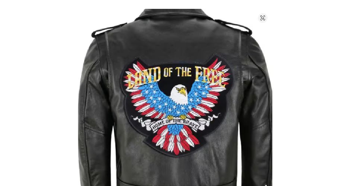 LAND of the FREE AMERICAN EAGLE  X-Large Embroidered Motorcycle Patch 