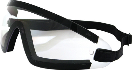 BOBSTER WRAP AROUND SUNGLASSES BLACK W/CLEAR LENS