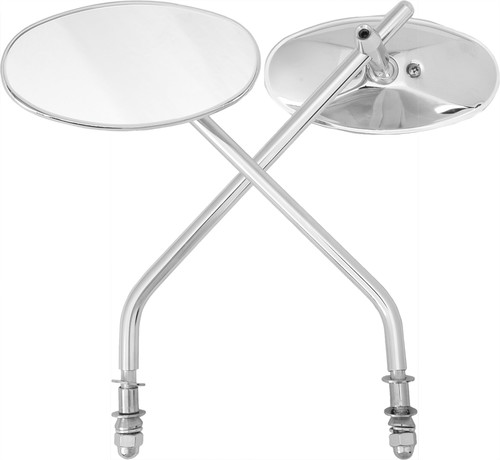 HARDDRIVE OVAL MIRROR CHROME LONG STEM