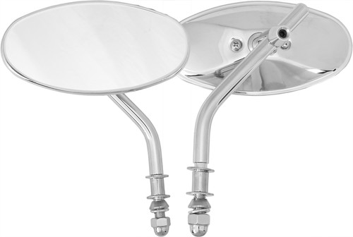 HARDDRIVE OVAL MIRROR CHROME SHORT STEM